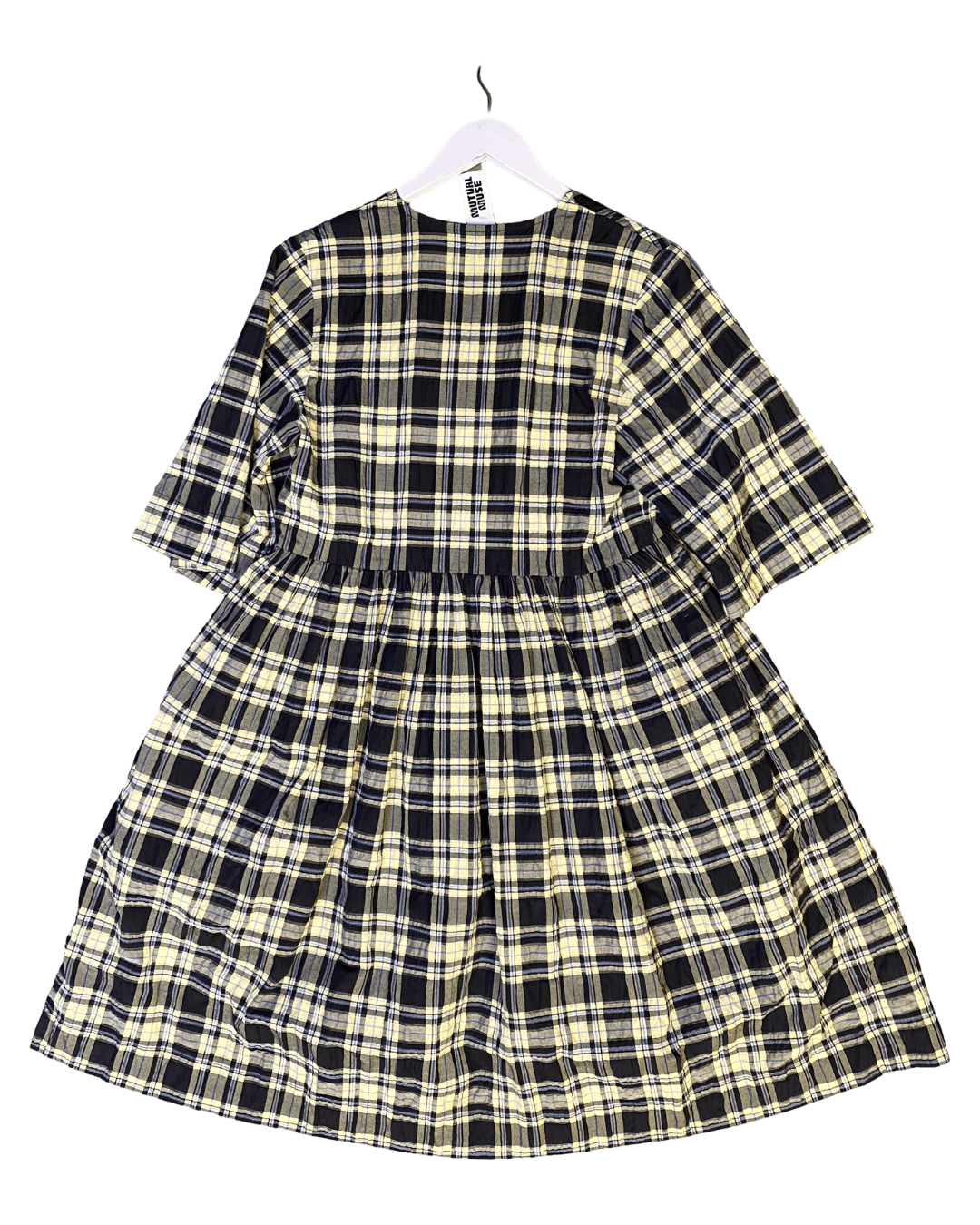 Size 36 (S) | Ganni Plaid Cotton Seersucker Dress