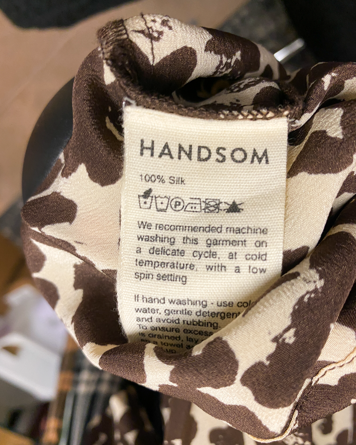 Size L | Handsom Brown on White Silk Shirt