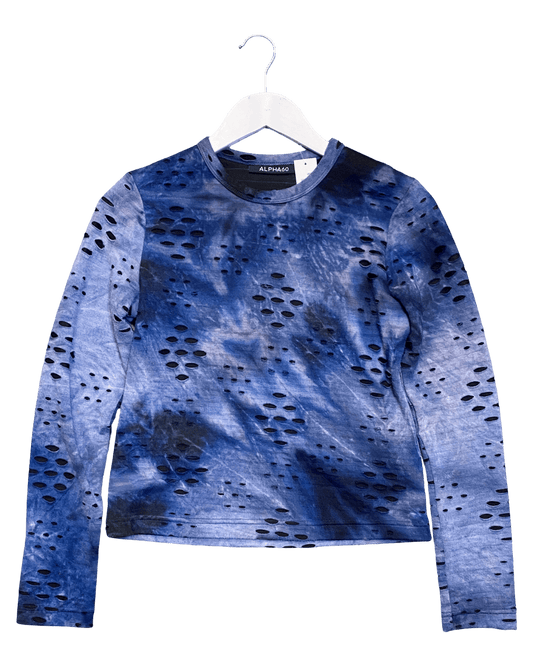 Size S | Alpha60 Distressed Long Sleeve Top