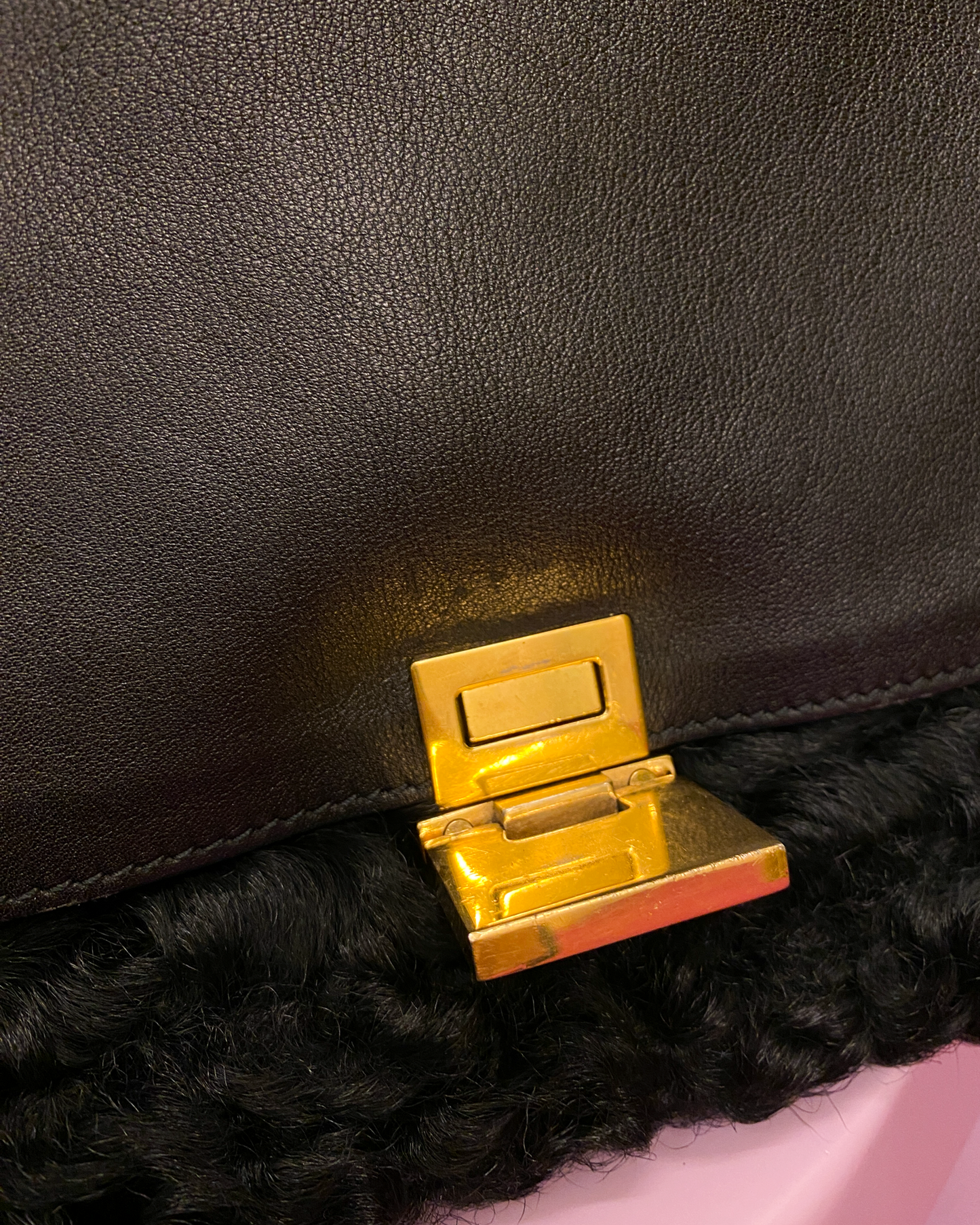 Céline Trapeze Shearling Leather Hand Bag