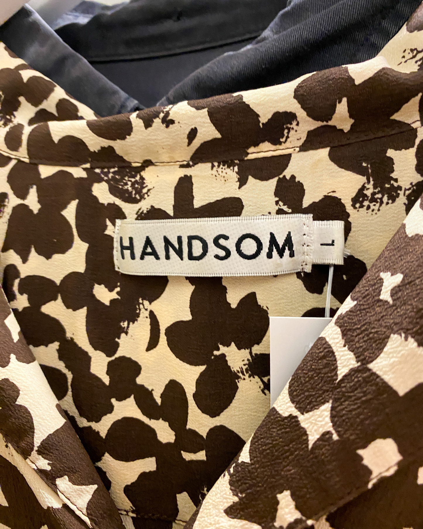 Size L | Handsom Brown on White Silk Shirt