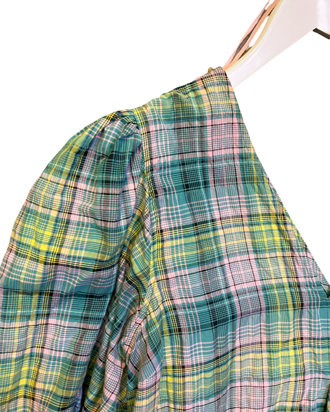 Size 42 (XL) | Ganni Plaid Seersucker Mini Dress