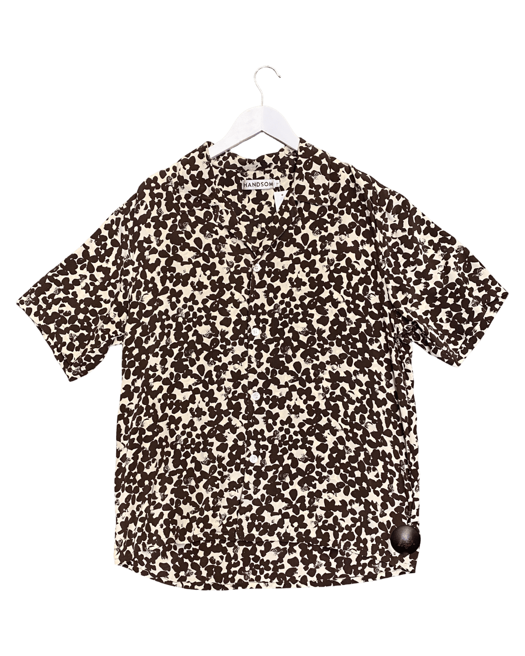 Size L | Handsom Brown on White Silk Shirt