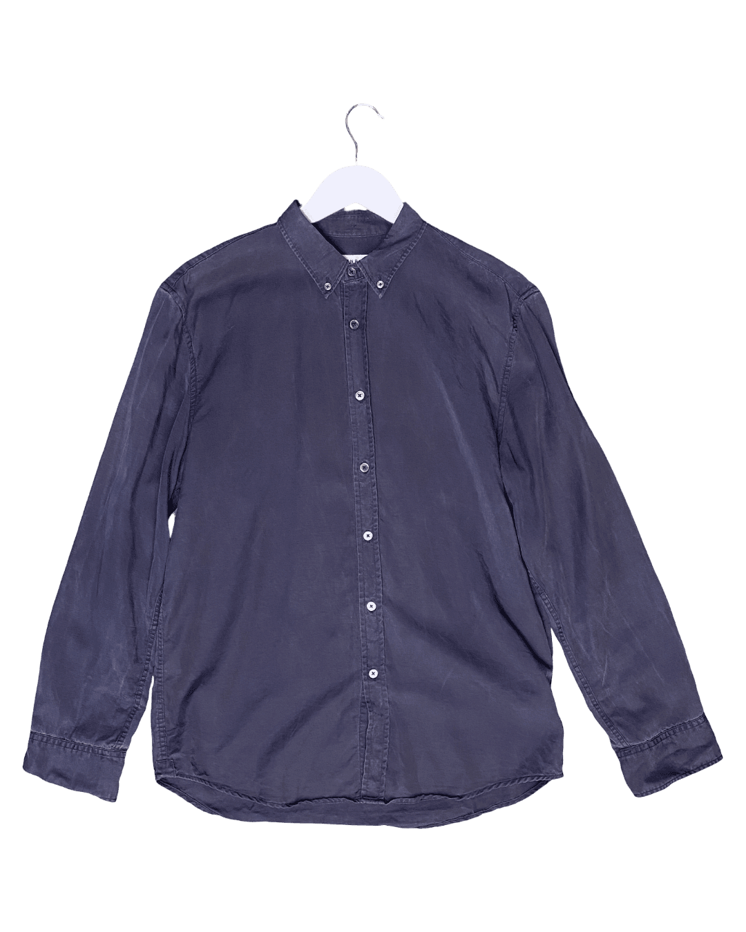 Size L | Venroy Navy Tencel and Linen Shirt
