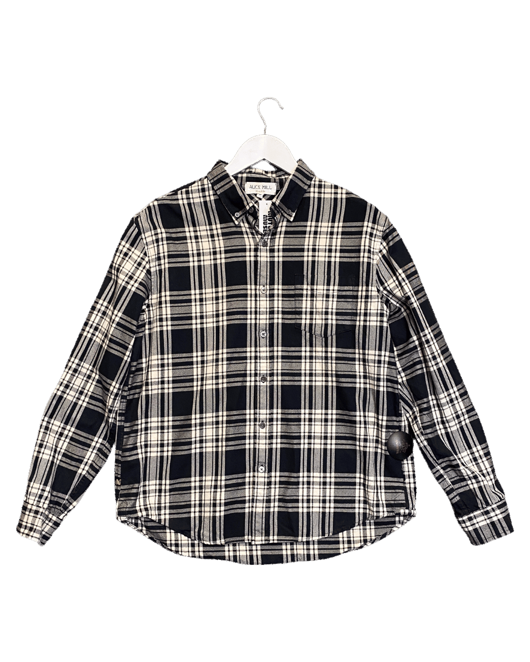 Size L | Alex Mill Black and Cream Cotton Plaid Shirt