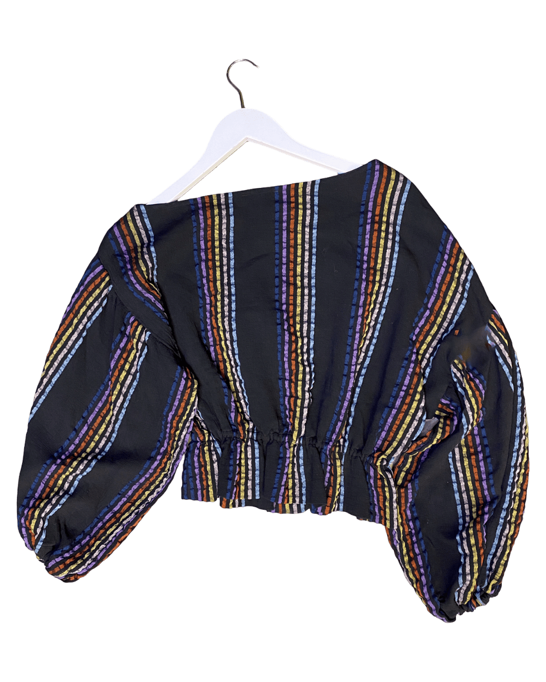 Size S/M | Dominique Healy Striped Seersucker Cotton Off-Shoulder Top