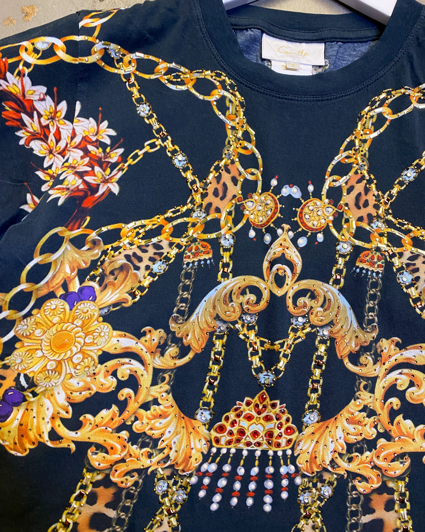 Size S | Camilla Baroque Jewelled T-shirt