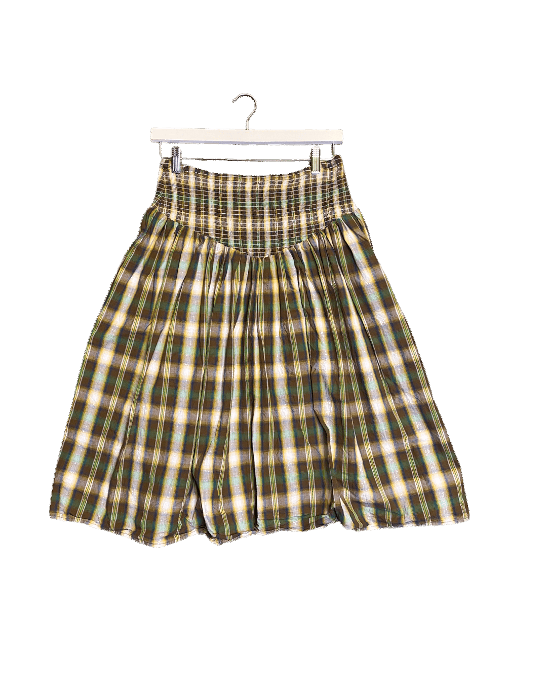 Size L | Apres Studio Shirred Plaid Skirt