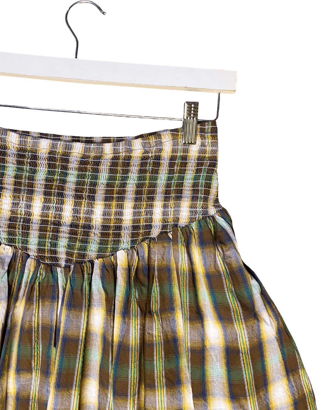 Size L | Apres Studio Shirred Plaid Skirt