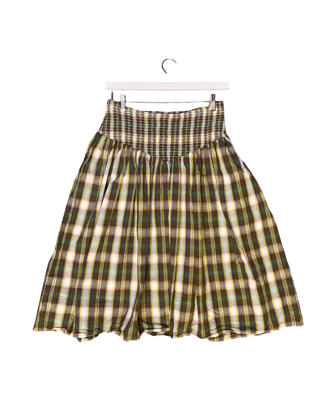 Size L | Apres Studio Shirred Plaid Skirt