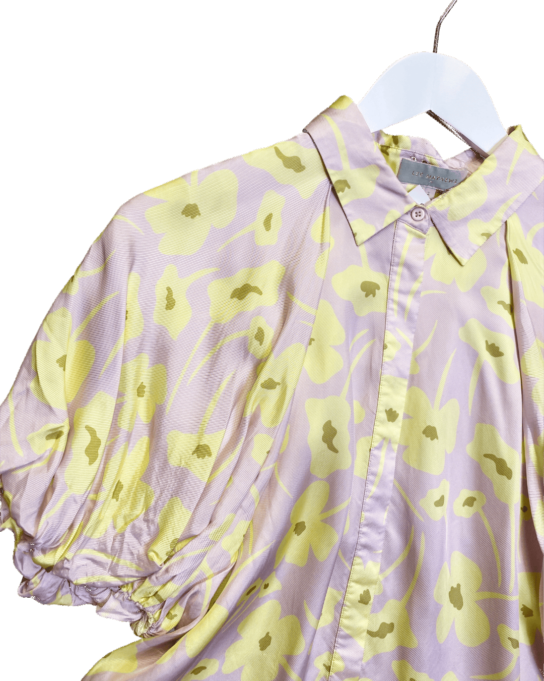 Size 2 (M) | Lee Matthews Satin Floral Puff Sleeve Shirt
