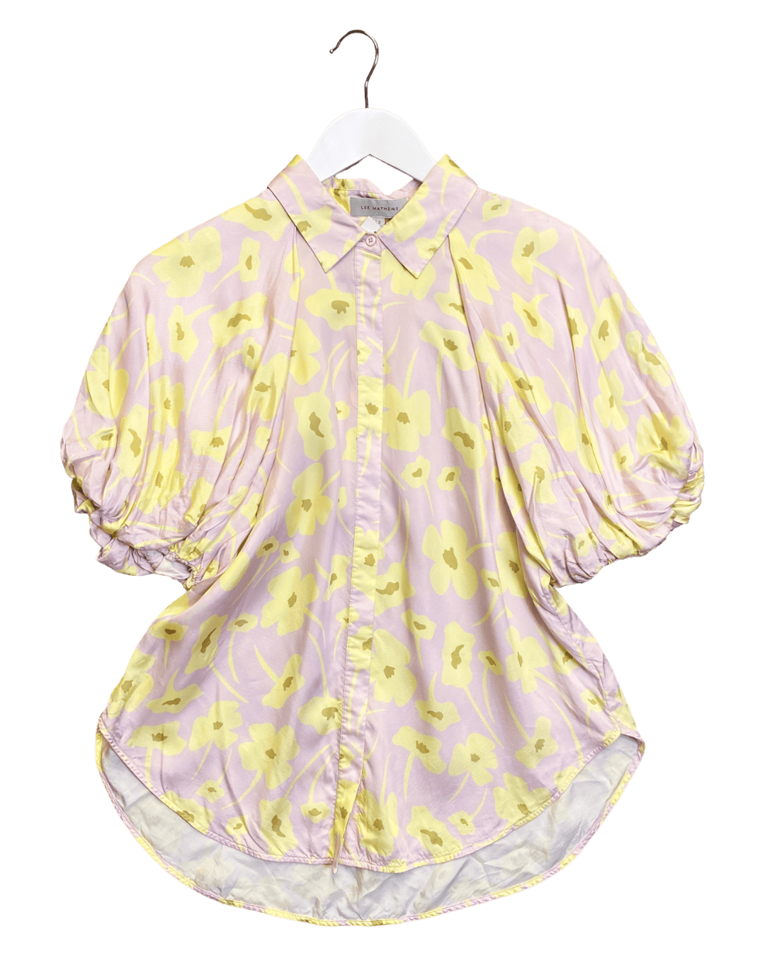 Size 2 (M) | Lee Matthews Satin Floral Puff Sleeve Shirt
