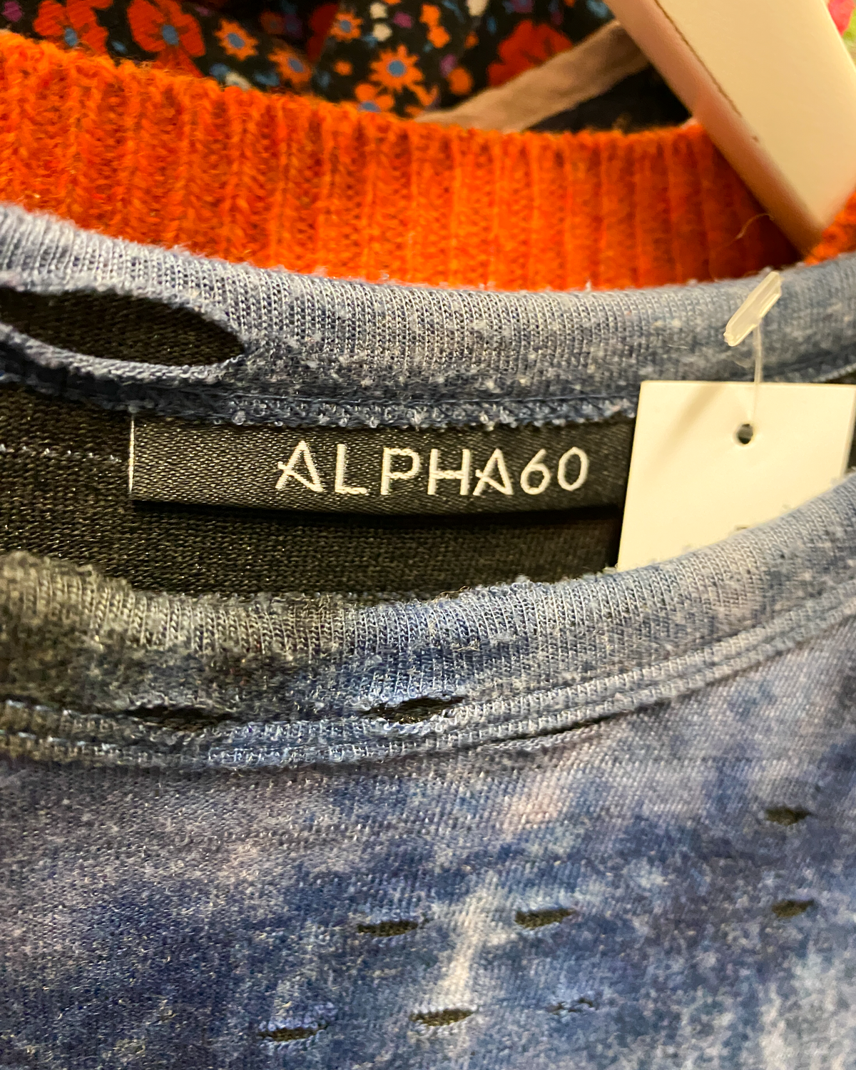 Size S | Alpha60 Distressed Long Sleeve Top