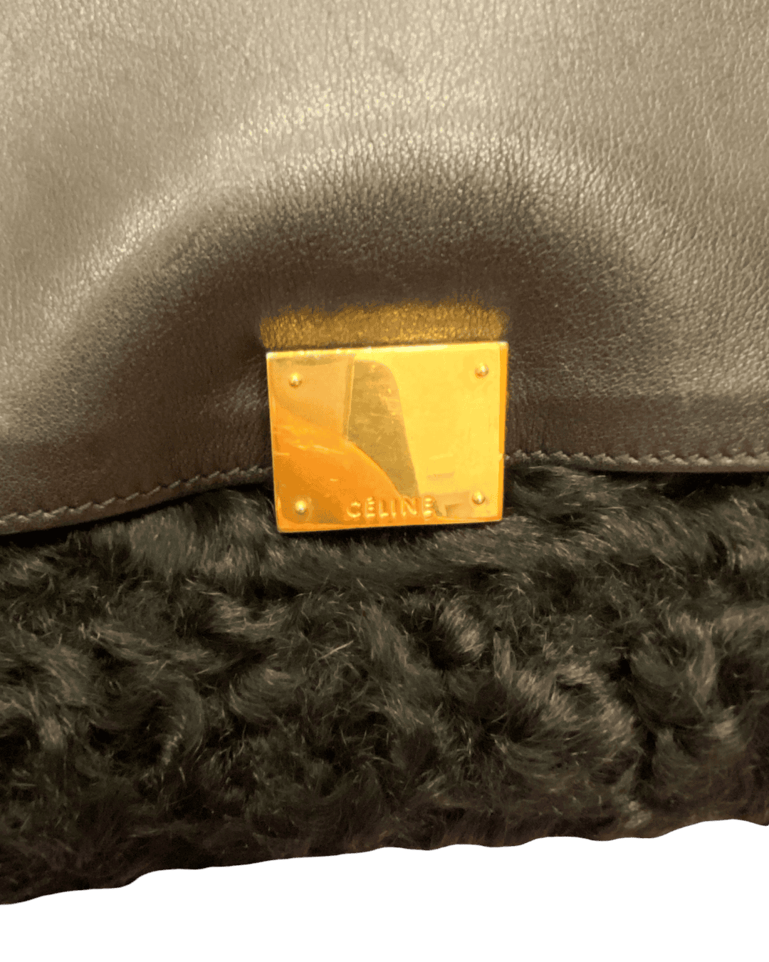 Céline Trapeze Shearling Leather Hand Bag