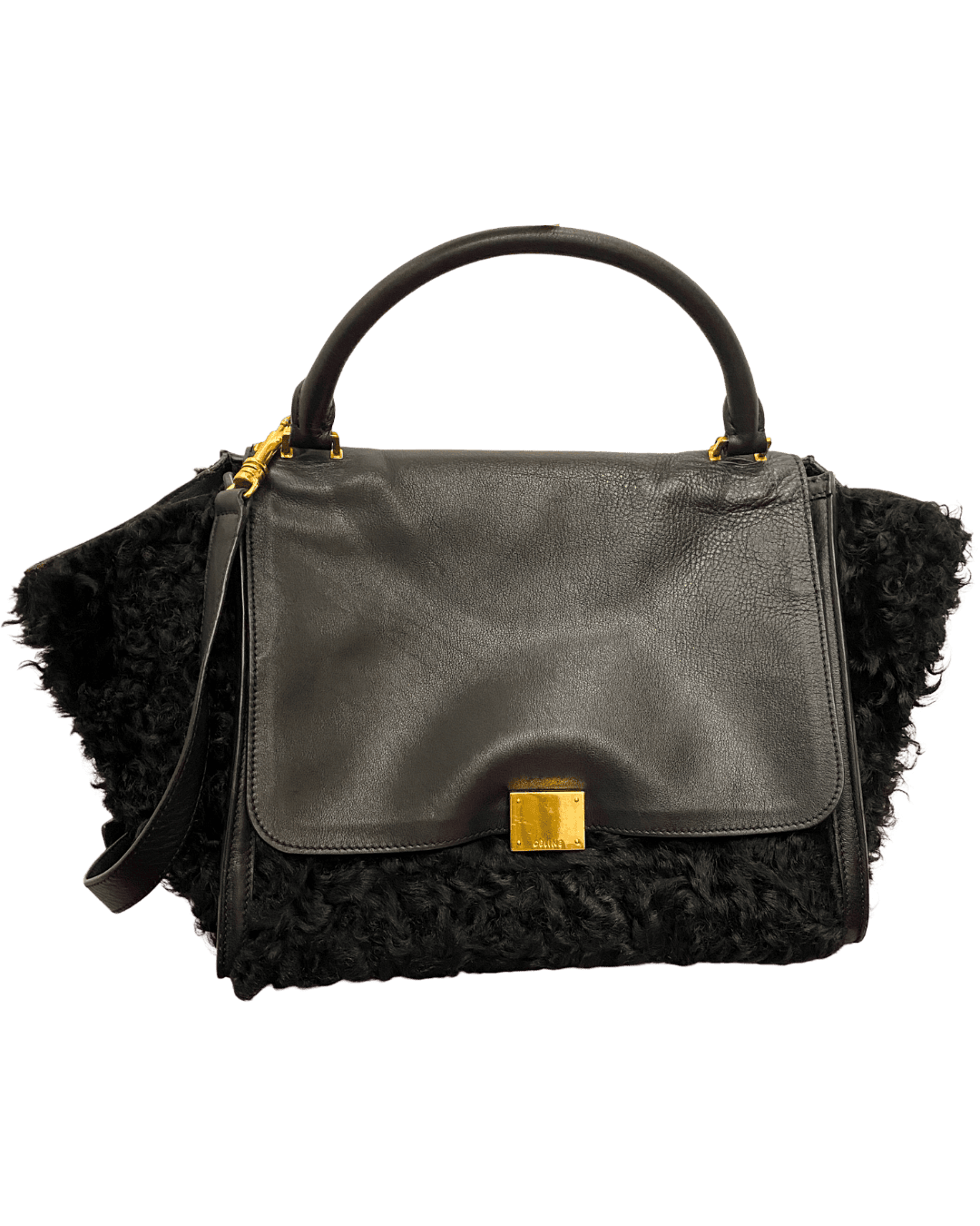 Céline Trapeze Shearling Leather Hand Bag
