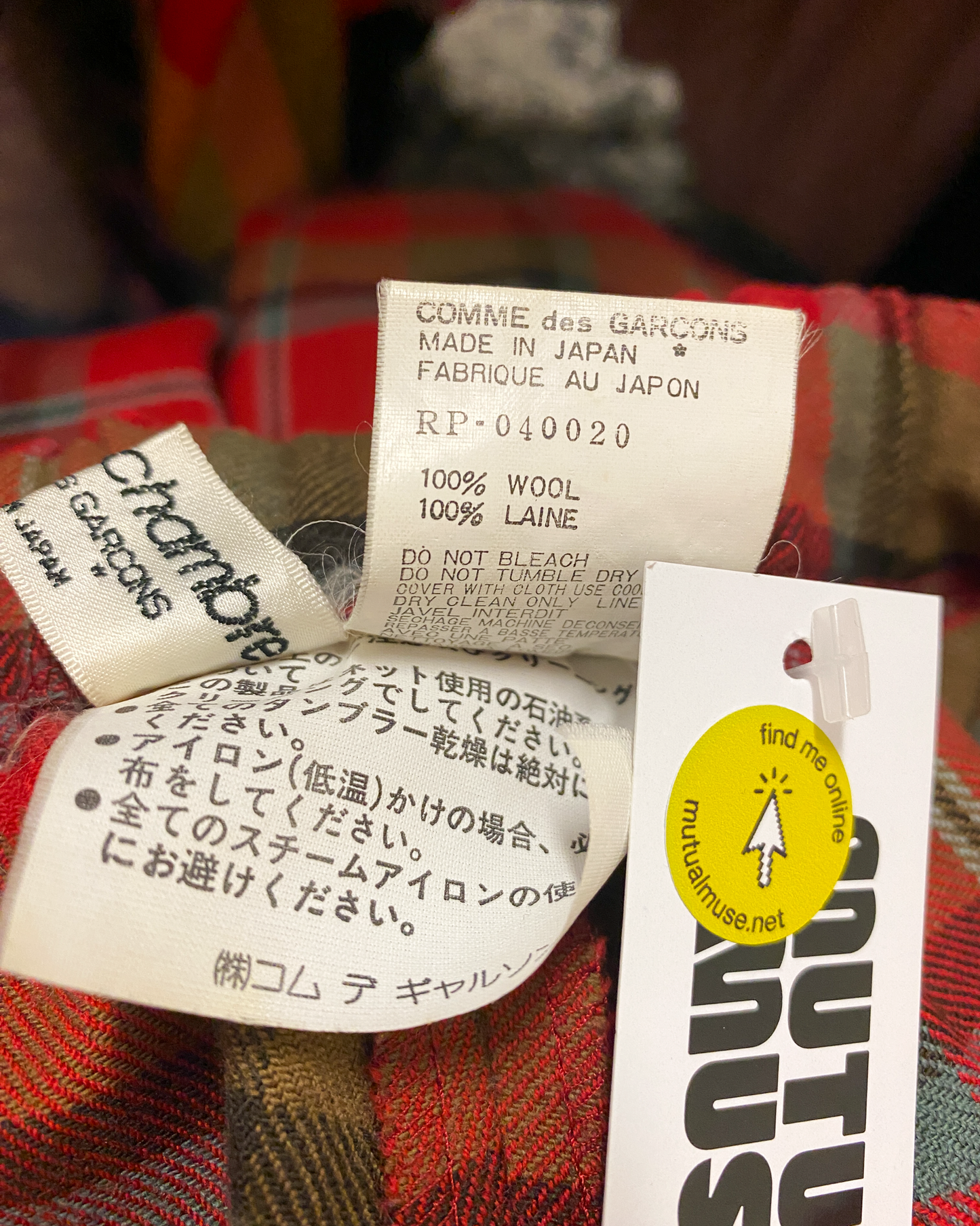 Size XS | Robe de Chambre Comme des Garçons Plaid Drop Crotch Pants