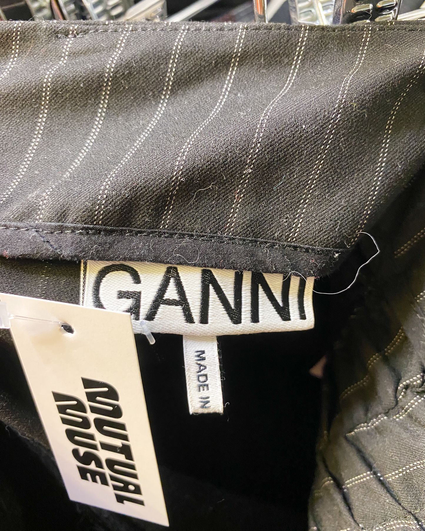 Size XS | Ganni Ruched Pinstripe Mini Skirt