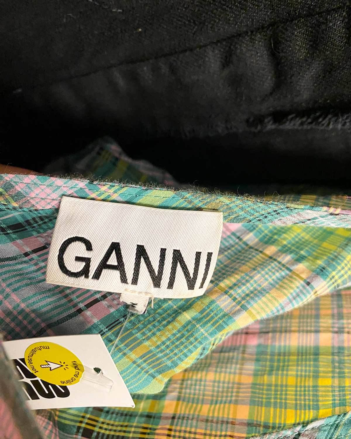Size 42 (XL) | Ganni Plaid Seersucker Mini Dress
