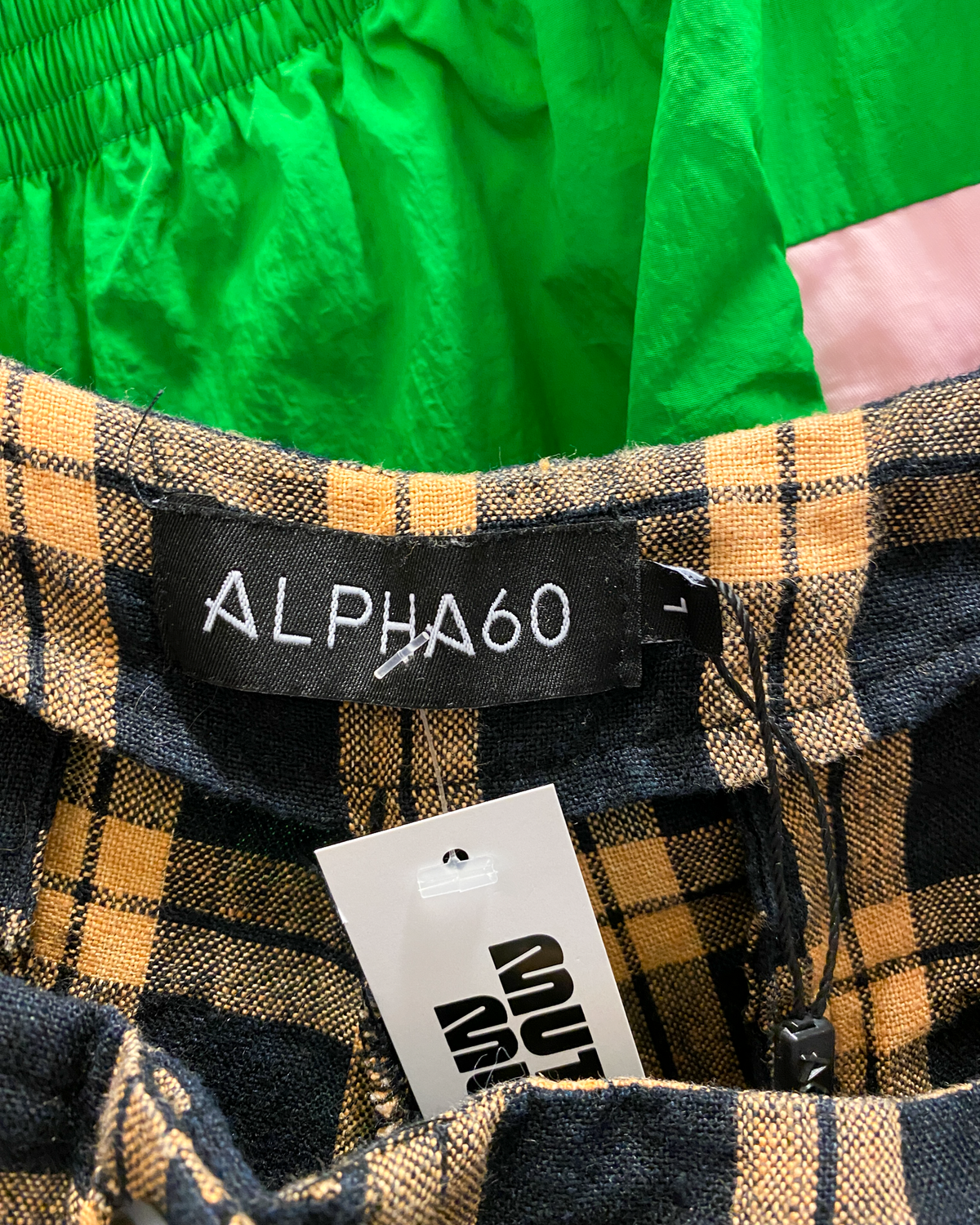 Size L | Alpha60 Wide Check Linen Pants