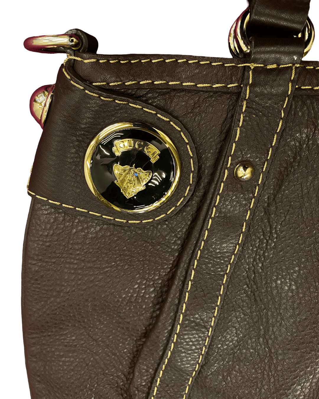 Gucci Crest Boule Leather Hobo Bag