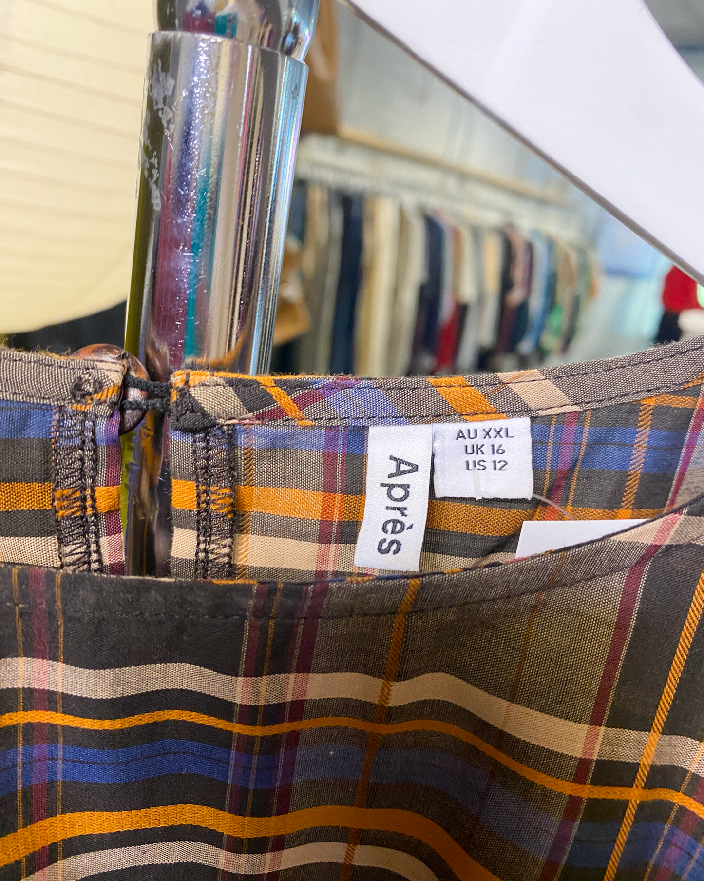 Size 16 | Après Studio Plaid Shirred Mini Dress