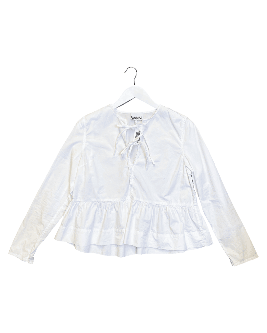 Size 36 (S) | Ganni Tie Front Cotton Top