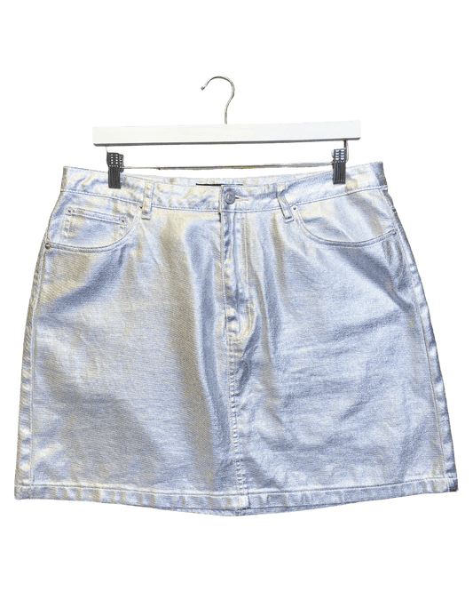 Size XL | Alpha60 Silver Mini Skirt