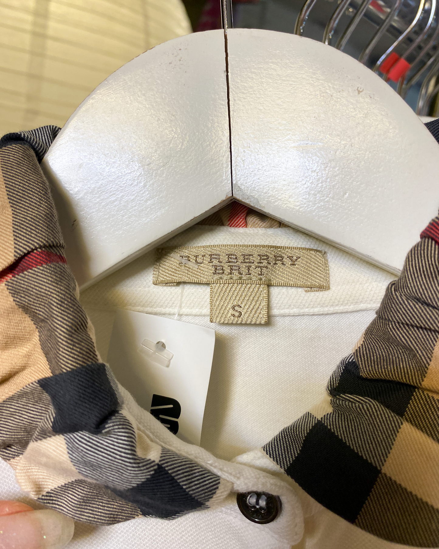 Size S | Burberry Brit Ruffle Plaid Polo Top