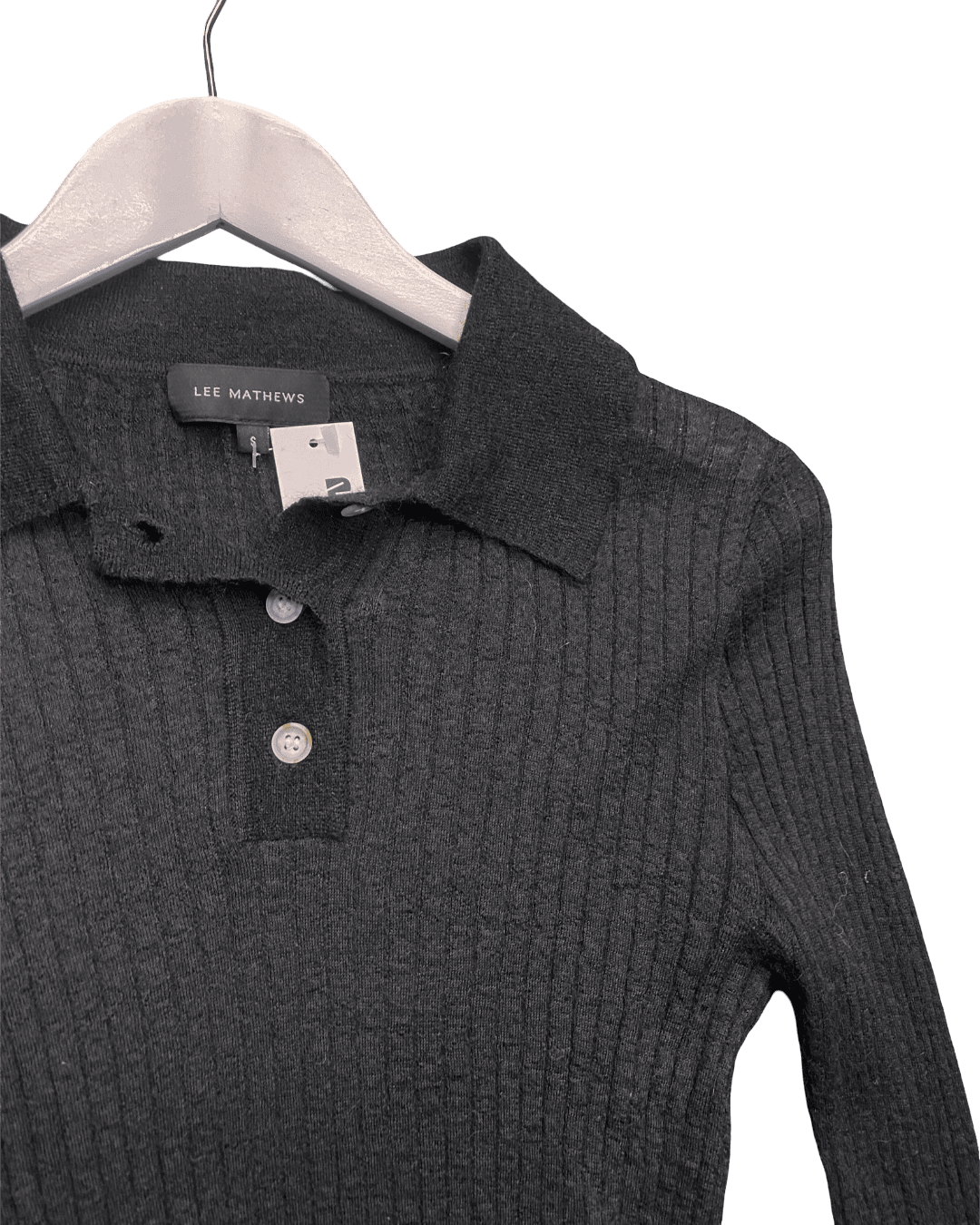Size S | Lee Mathews Ribbed Wool Polo Top