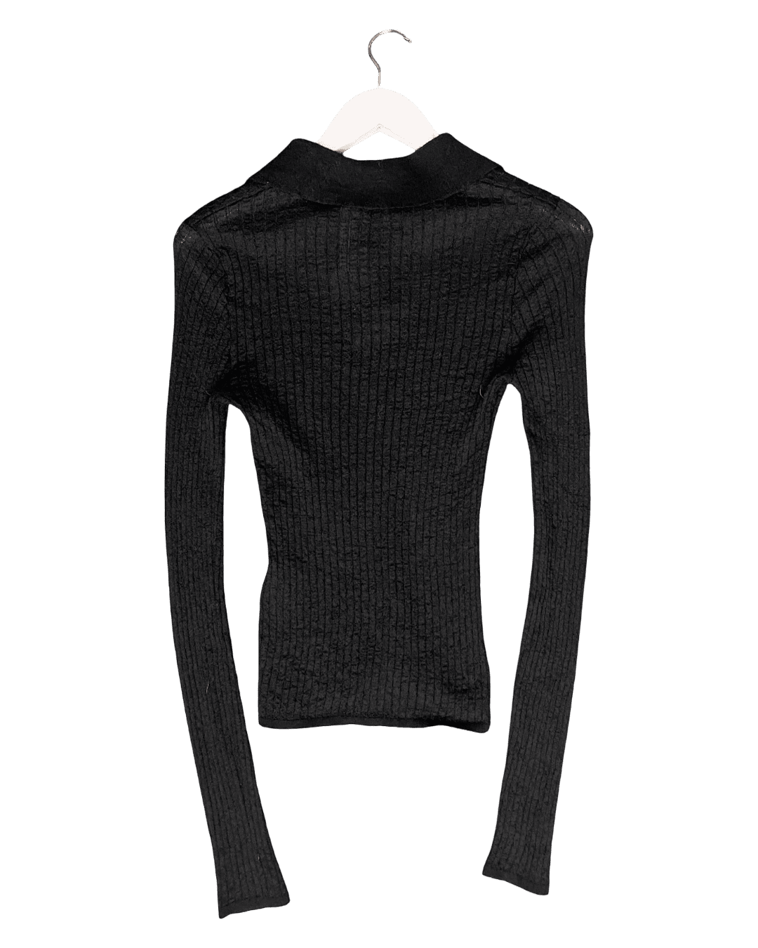 Size S | Lee Mathews Ribbed Wool Polo Top