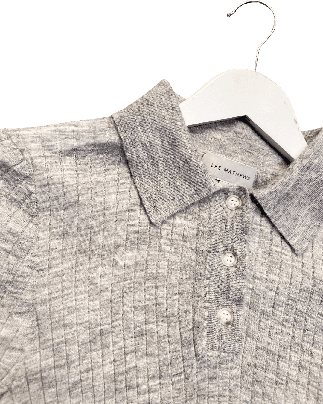 Size S | Lee Mathews Ribbed Wool Polo Top