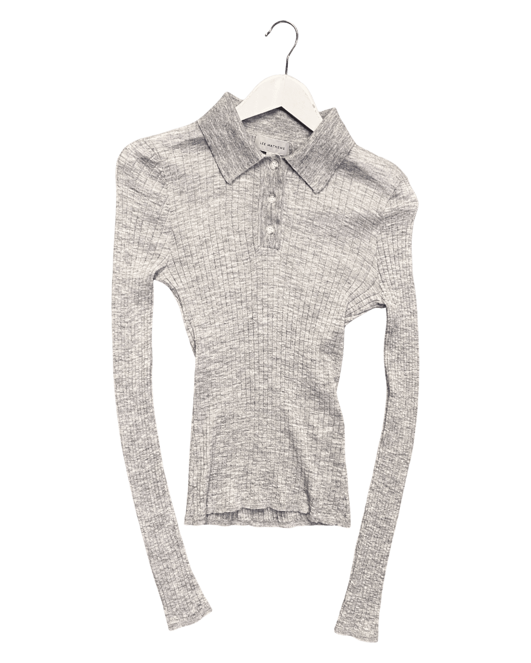 Size S | Lee Mathews Ribbed Wool Polo Top