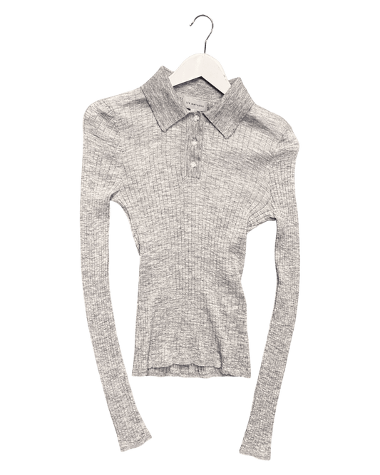 Size S | Lee Mathews Ribbed Wool Polo Top