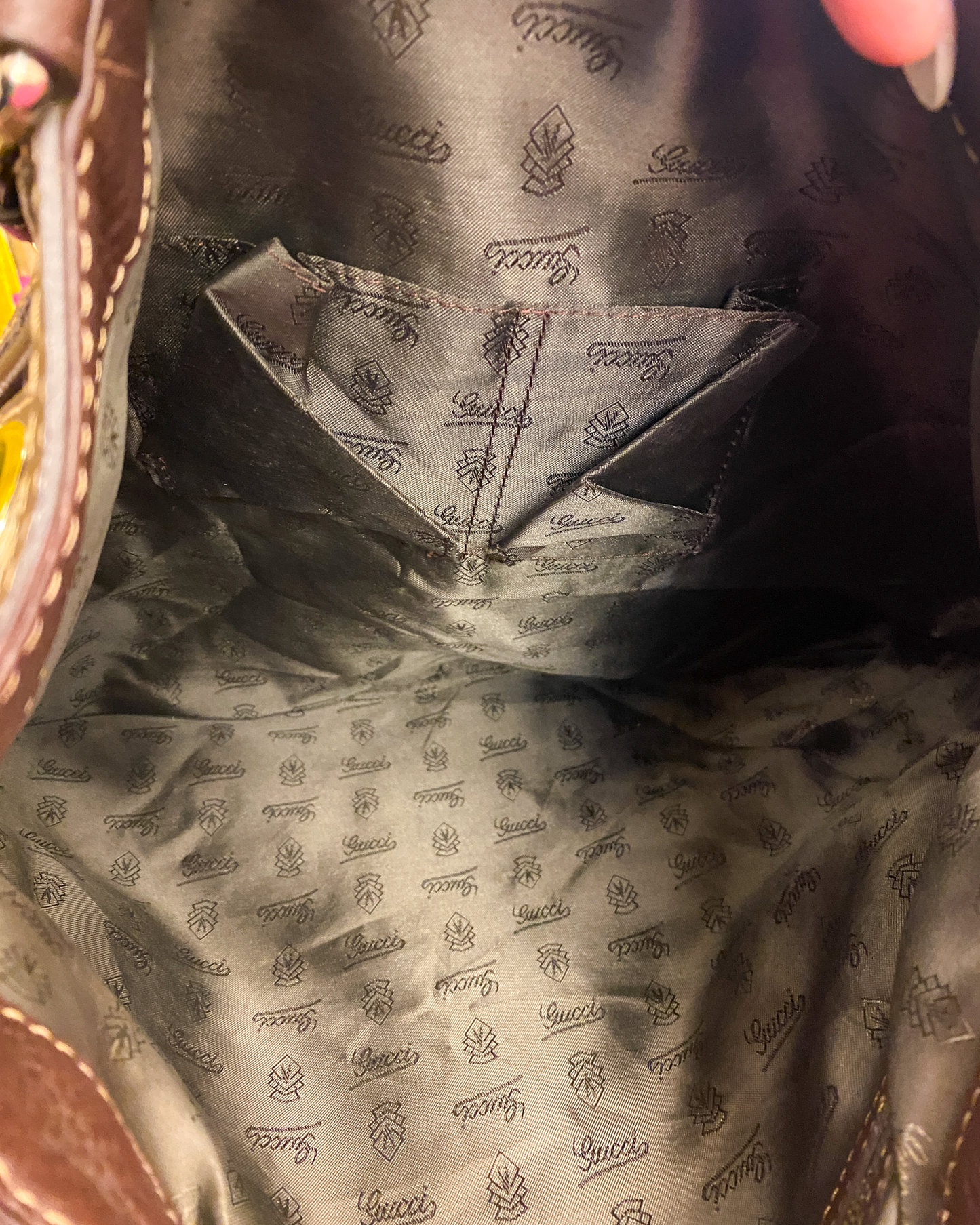Gucci Crest Boule Leather Hobo Bag