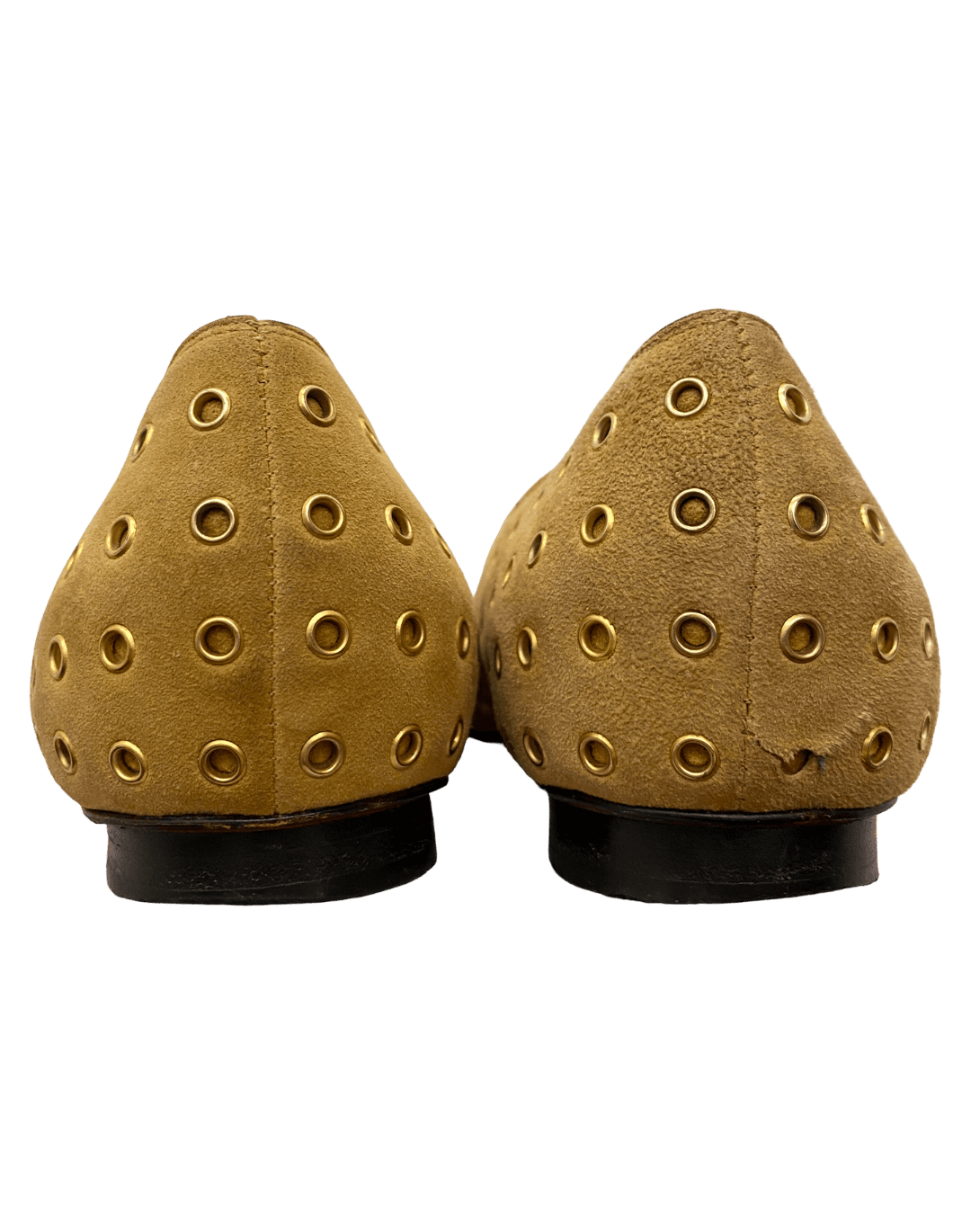 Size 37.5 | Gucci Suede Flats With Eyelet Detail