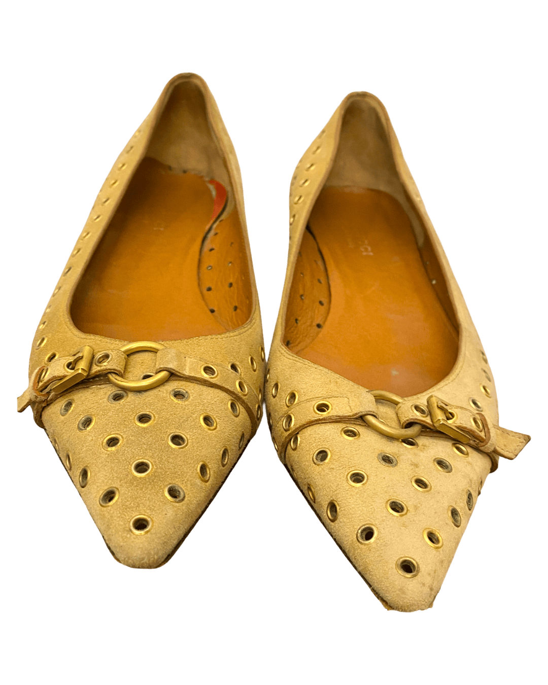 Size 37.5 | Gucci Suede Flats With Eyelet Detail
