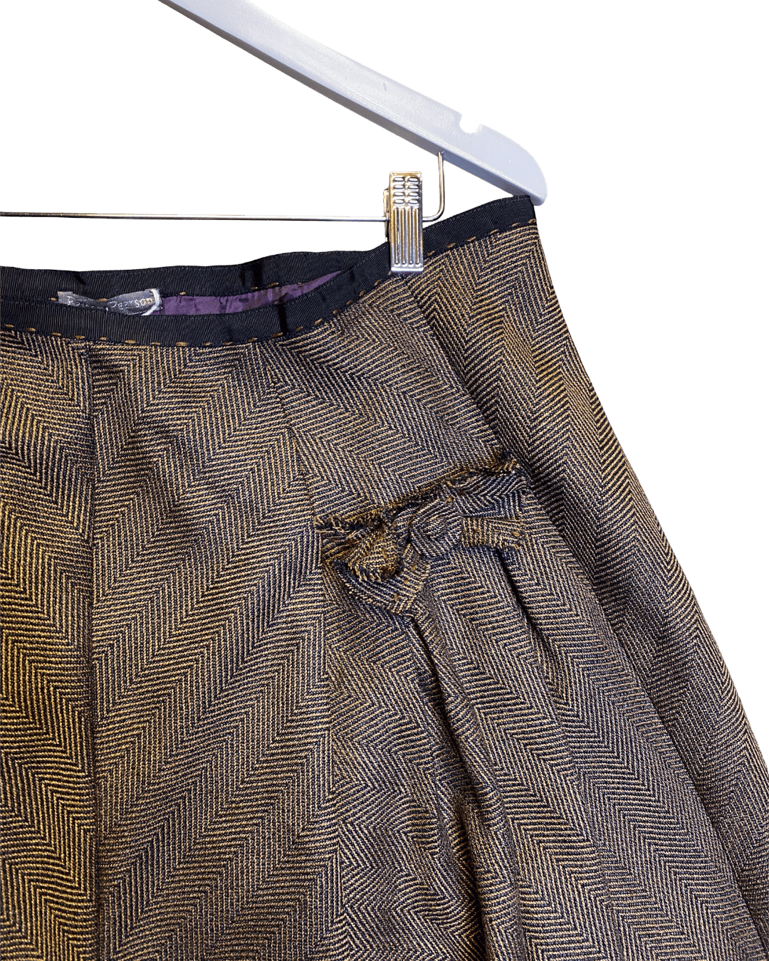 Size 14 | Easton Pearson Wool Chevron Midi Skirt
