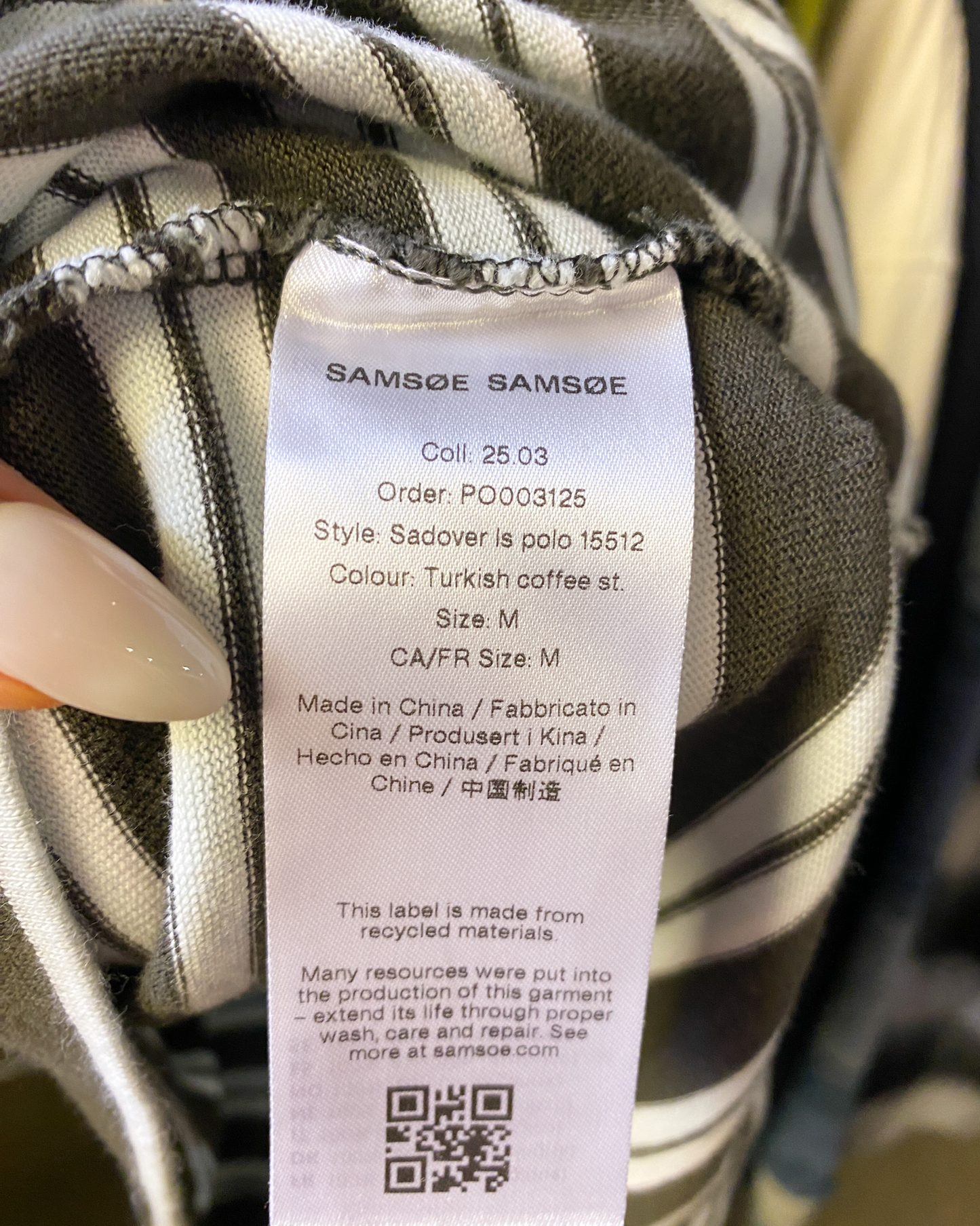 Size M | Samsøe Samsøe Sadover Striped Polo Top