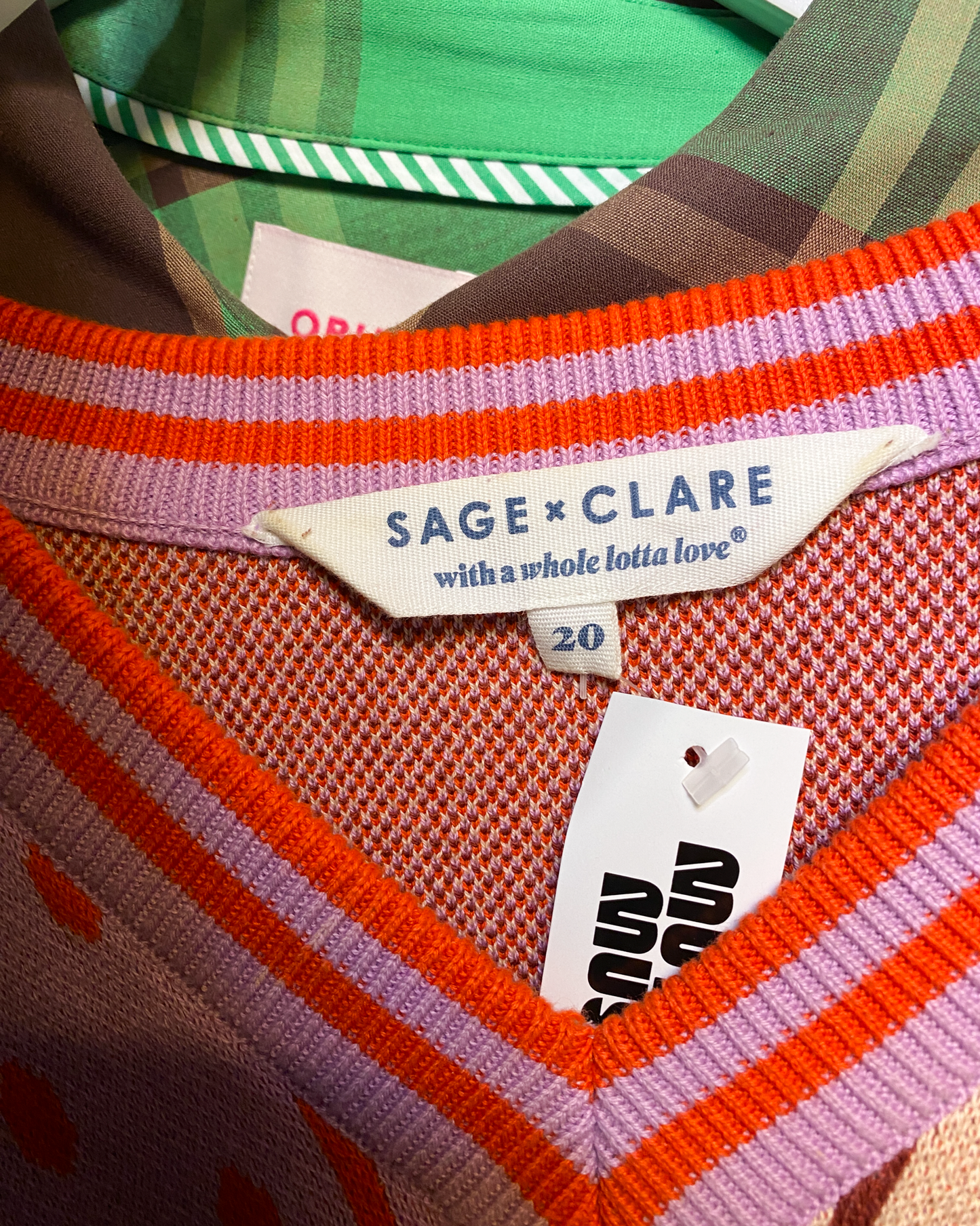 Size 20 | Sage x Clare Grid and Dots Jumper