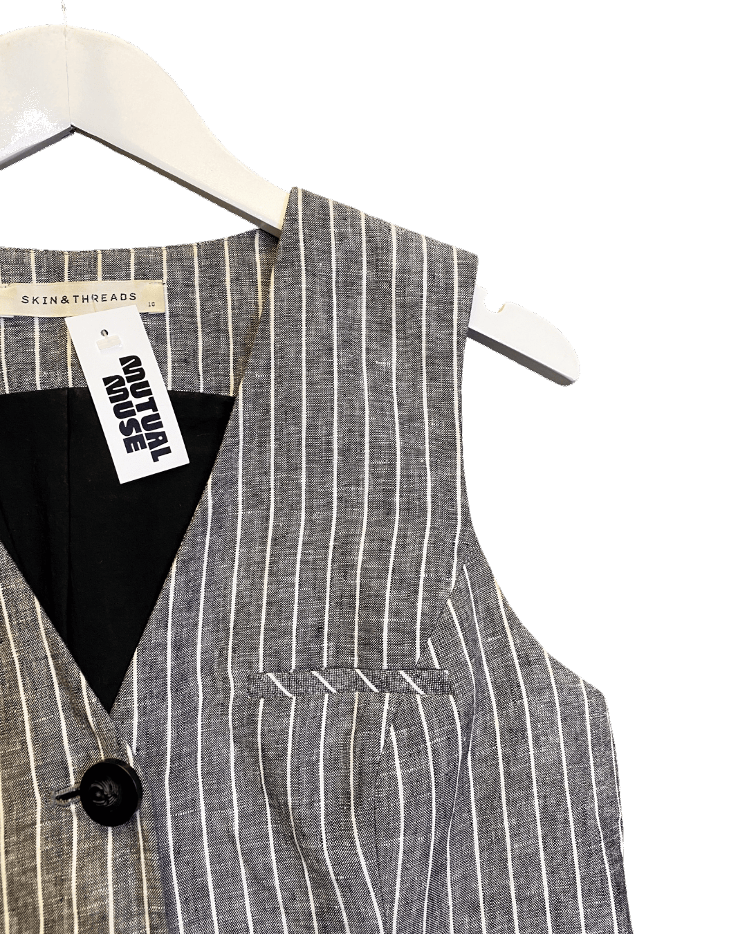 Size M | Skin + Threads Pinstripe Linen Vest