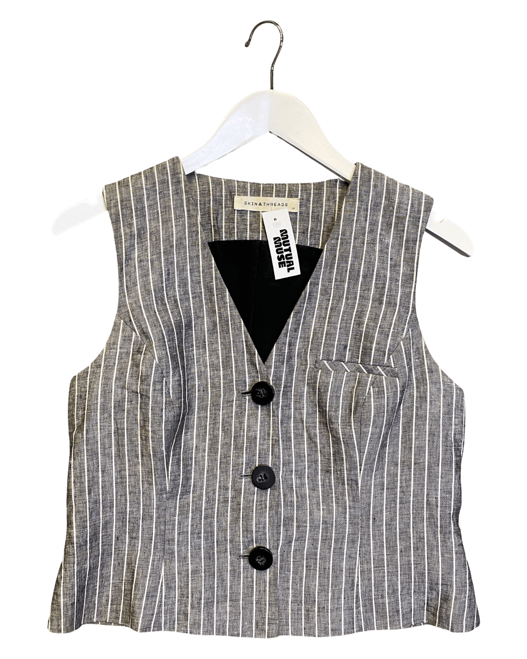 Size M | Skin + Threads Pinstripe Linen Vest