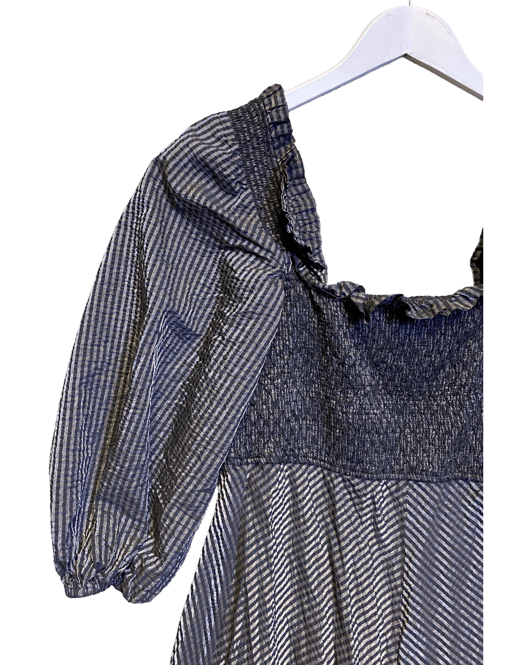 Size 38 (M) | Ganni Shirred Seersucker Dress