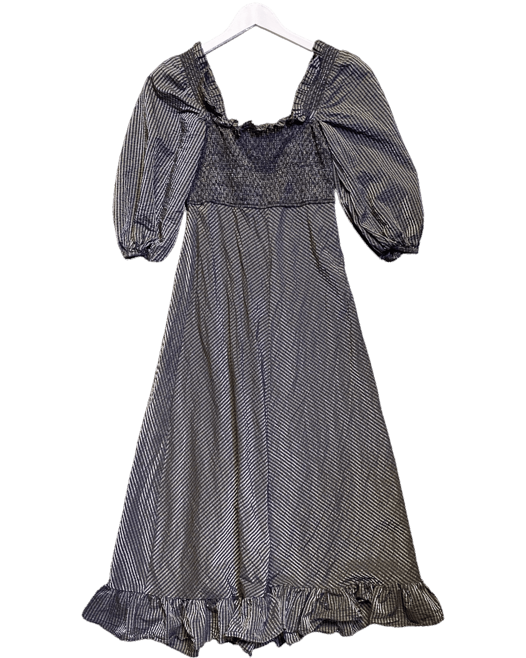 Size 38 (M) | Ganni Shirred Seersucker Dress