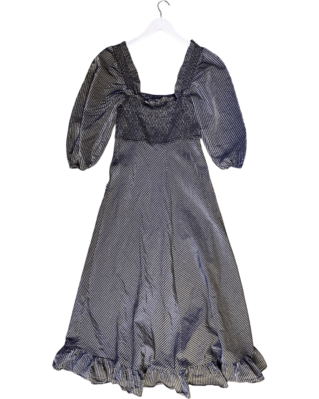 Size 38 (M) | Ganni Shirred Seersucker Dress