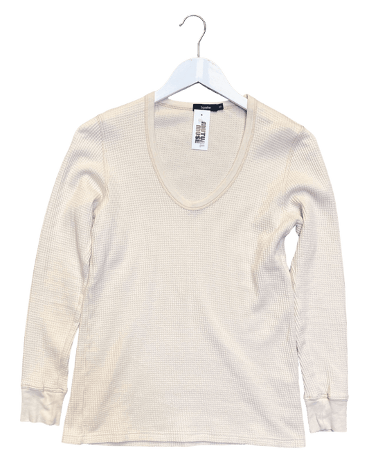 Size XS | Bassike Waffle Knit Long Sleeve Top