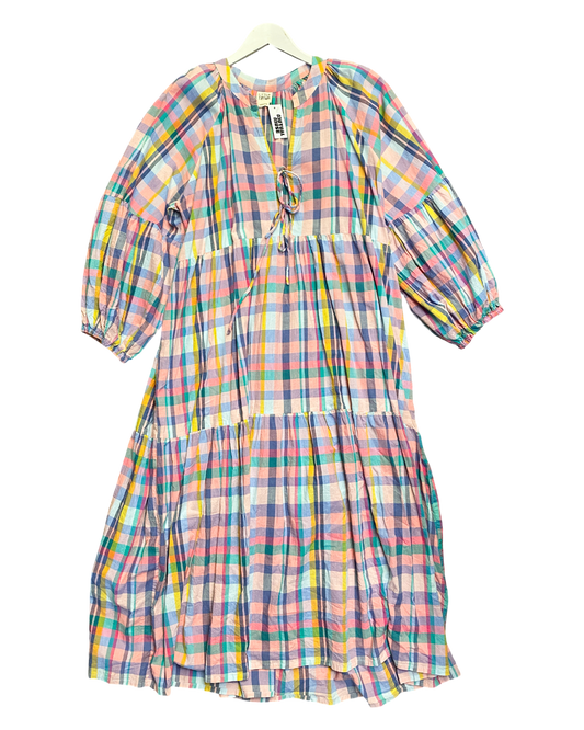 Size L | Little Tienda Flowy Check Cotton Dress