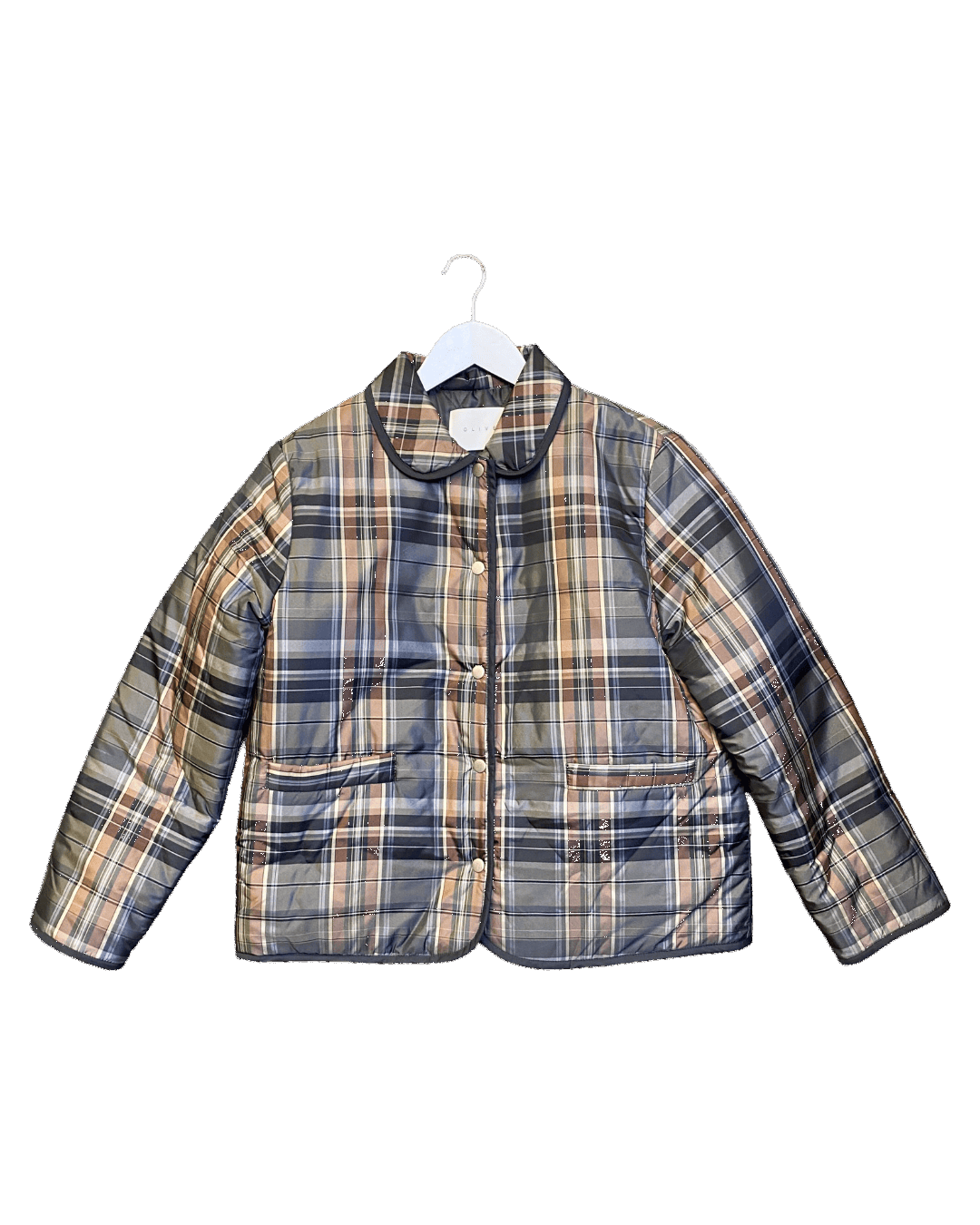 Size M | Olive Plaid Puffer Coat