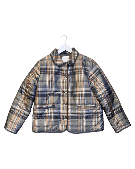 Size M | Olive Plaid Puffer Coat