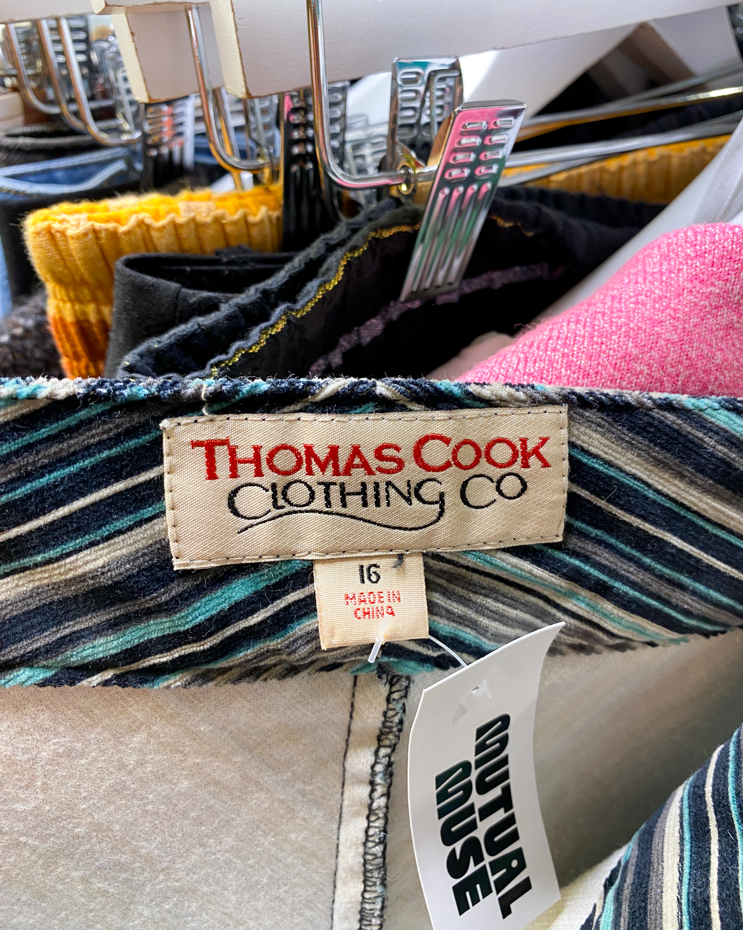 Size 16 | Vintage Thomas Cook Striped Corduroy Skirt