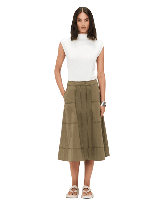 Size 14 | Veronika Maine Contrast Stitch Midi Skirt
